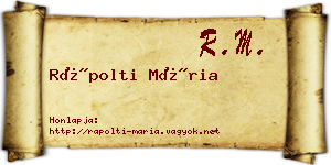 Rápolti Mária névjegykártya